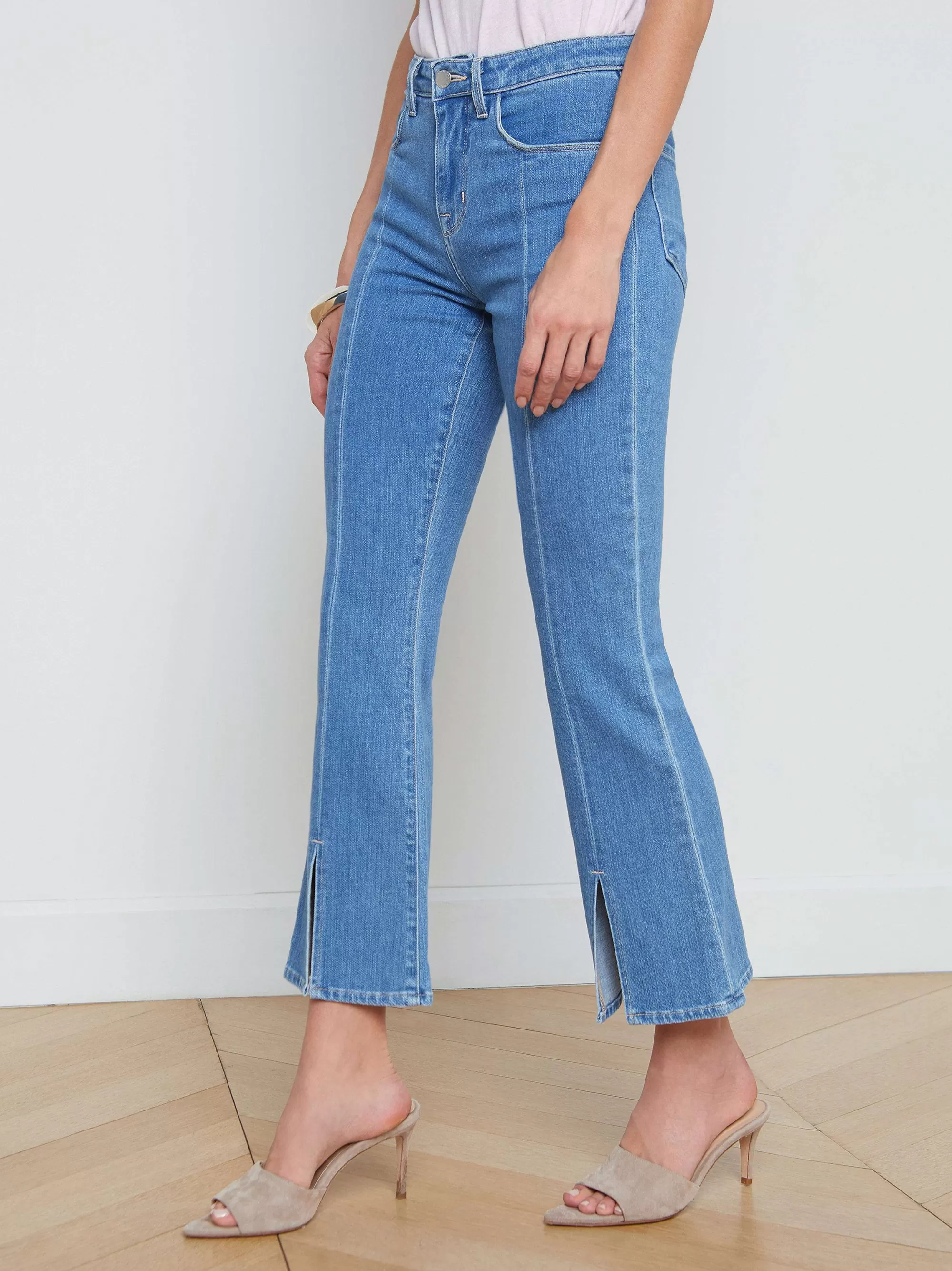 L'AGENCE Rue Cropped Jeans Met Splitzoom Wenen Hot