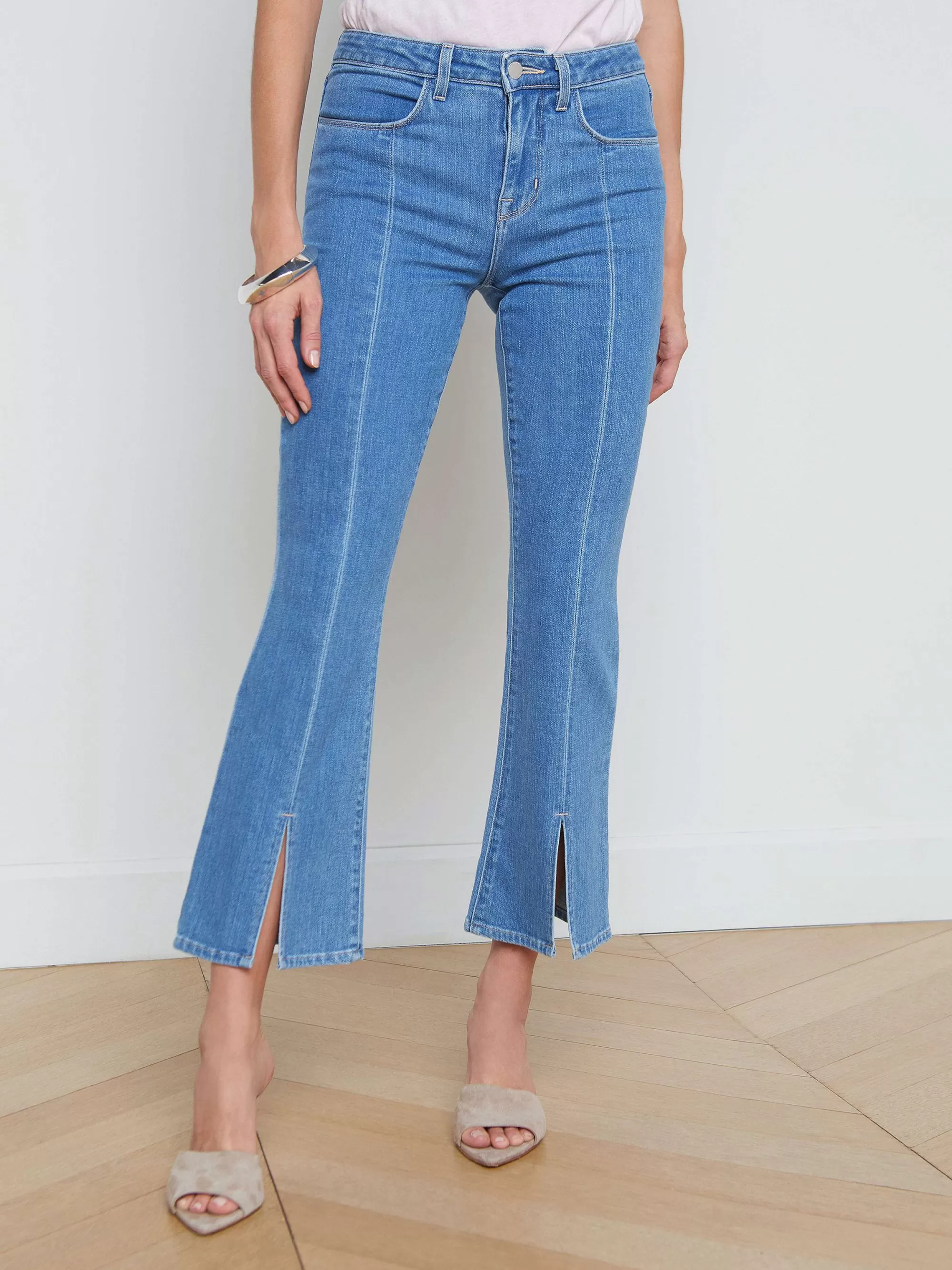 L'AGENCE Rue Cropped Jeans Met Splitzoom Wenen Hot