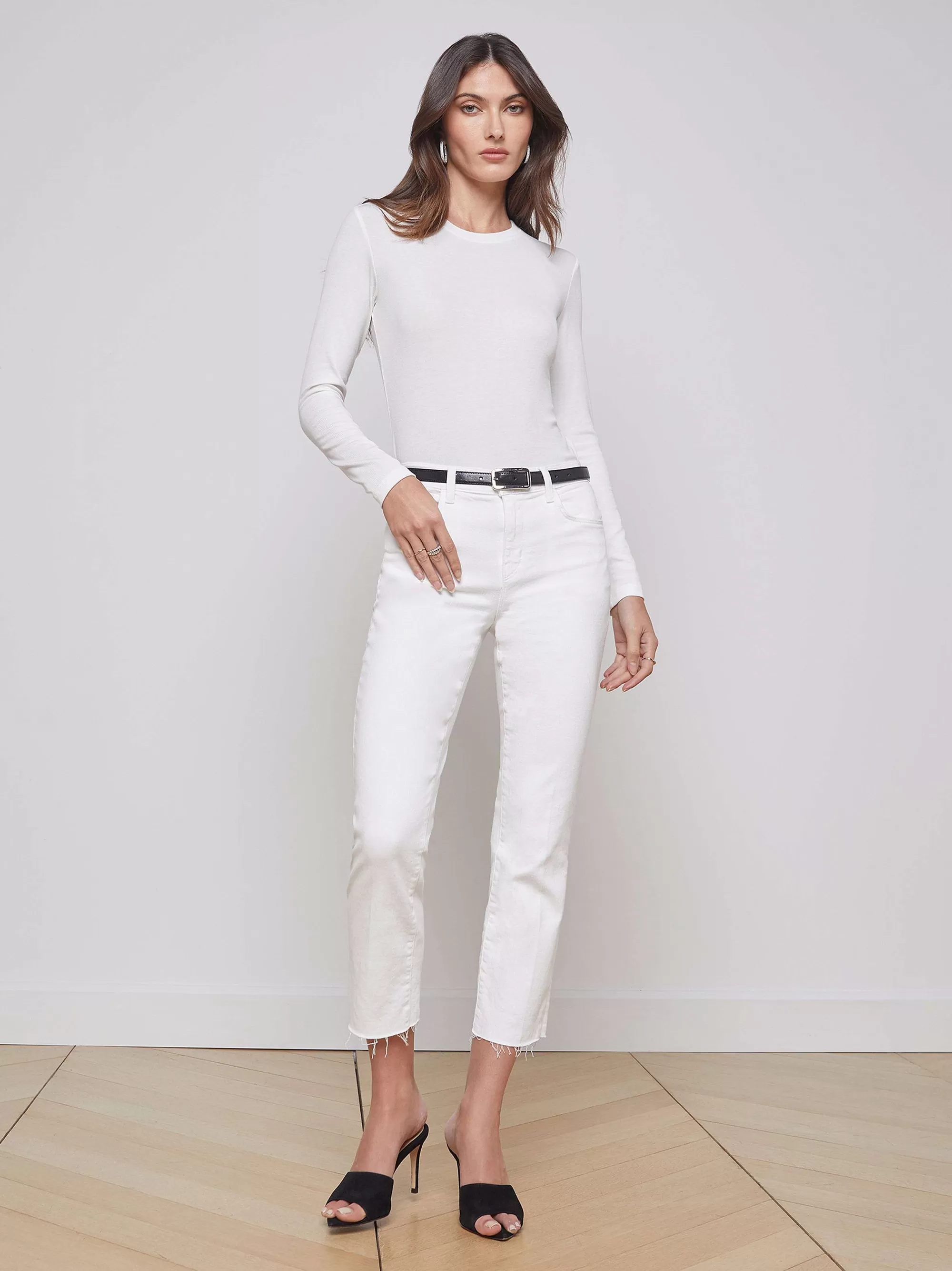 L'AGENCE Sada Cropped Jeans Met Smalle Pijpen Blanco Shop