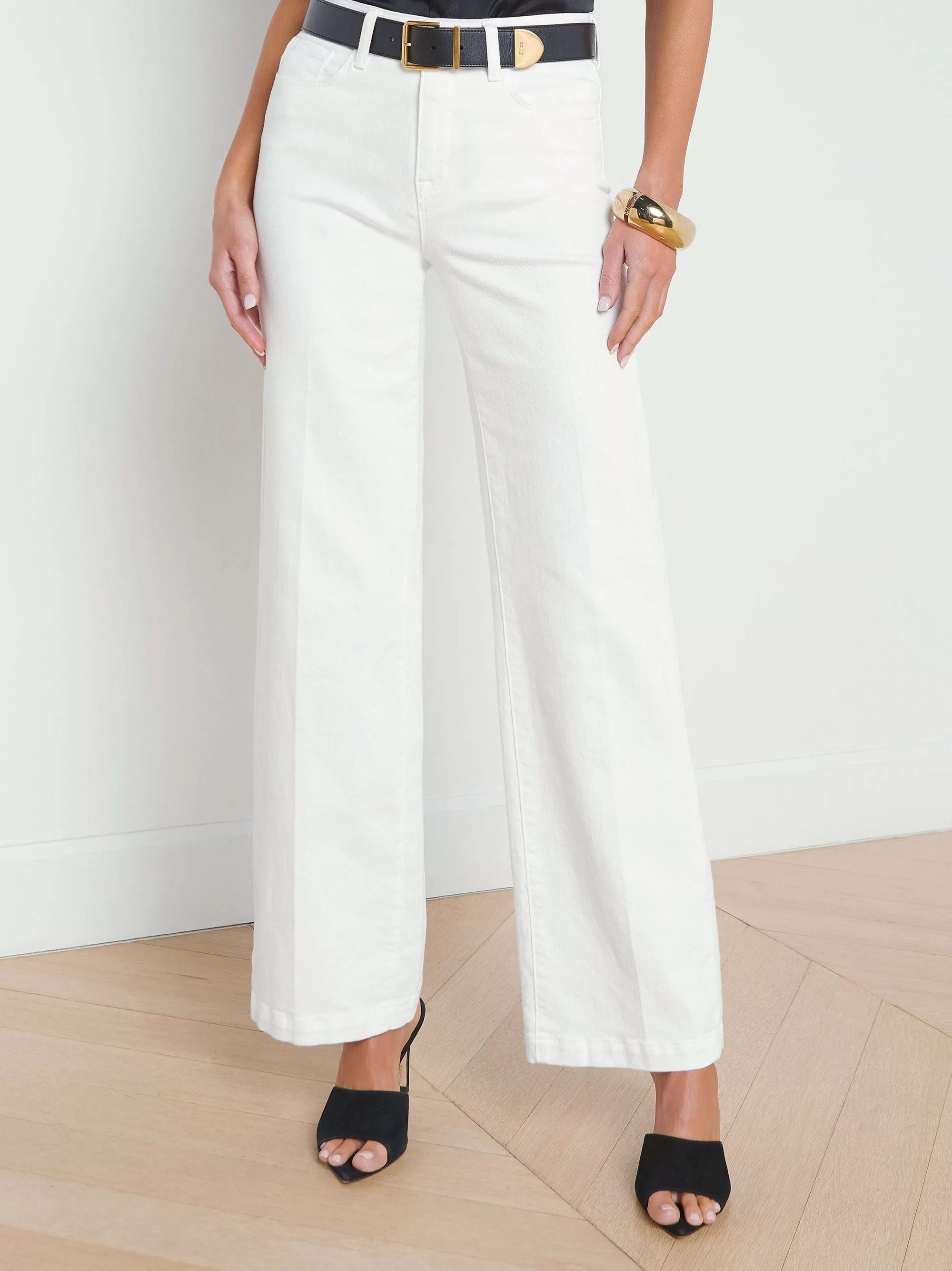 L'AGENCE Scottie Jeans Met Wijde Pijpen Blanco Clearance