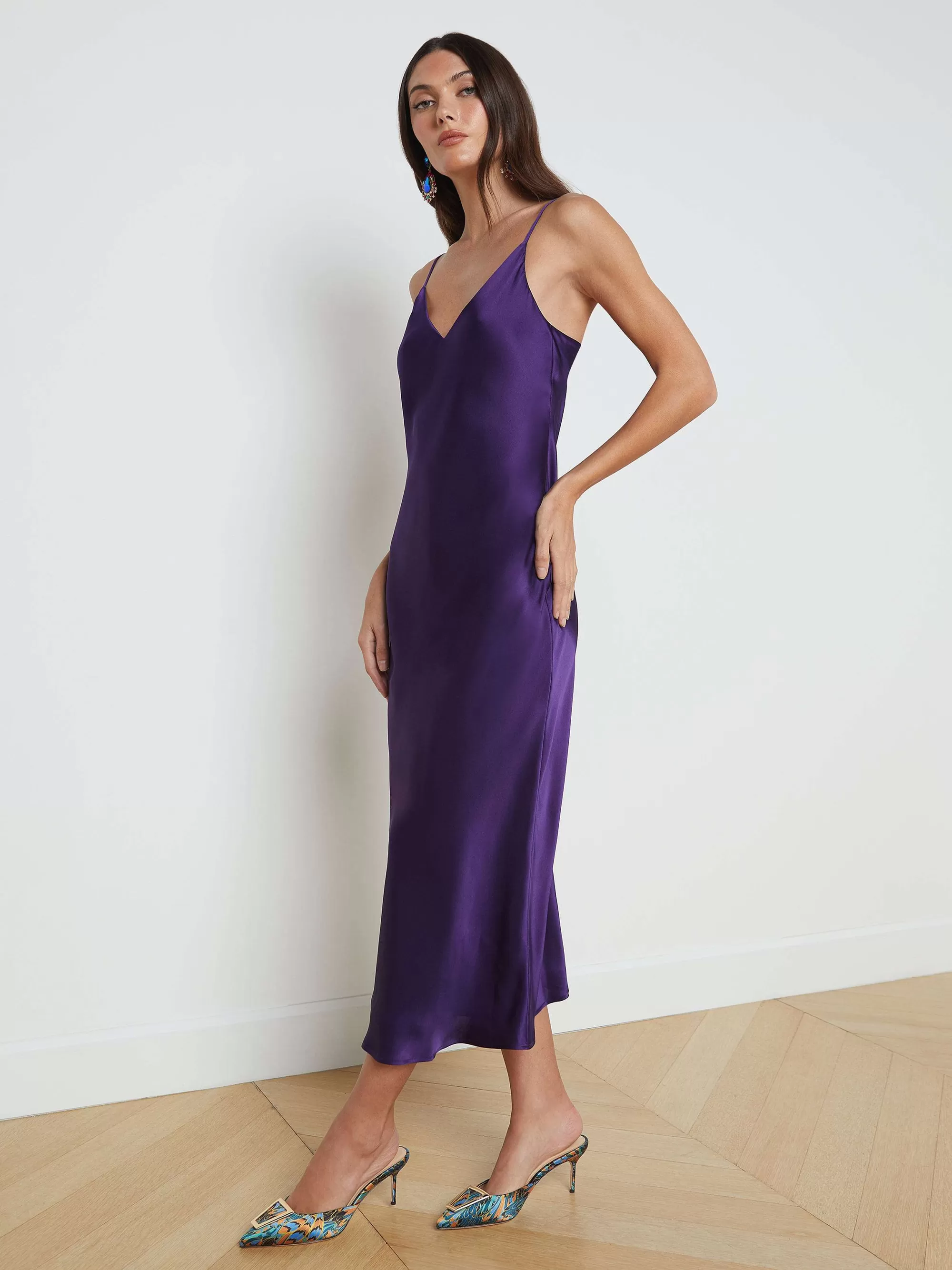 L'AGENCE Seridie Zijden Slipdress Paarse Saffier Shop