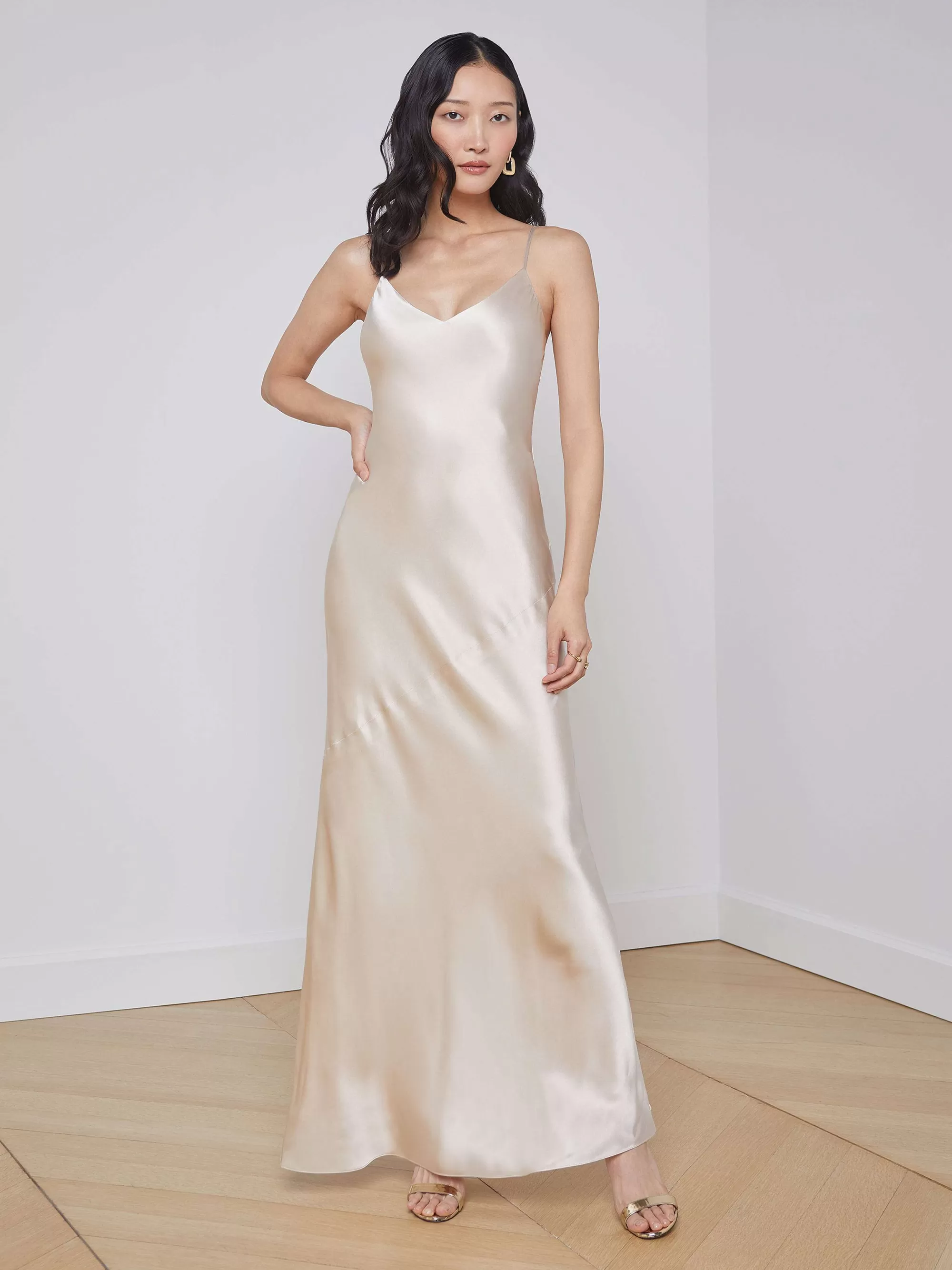 L'AGENCE Serita Zijden Slipdress Champagne Online