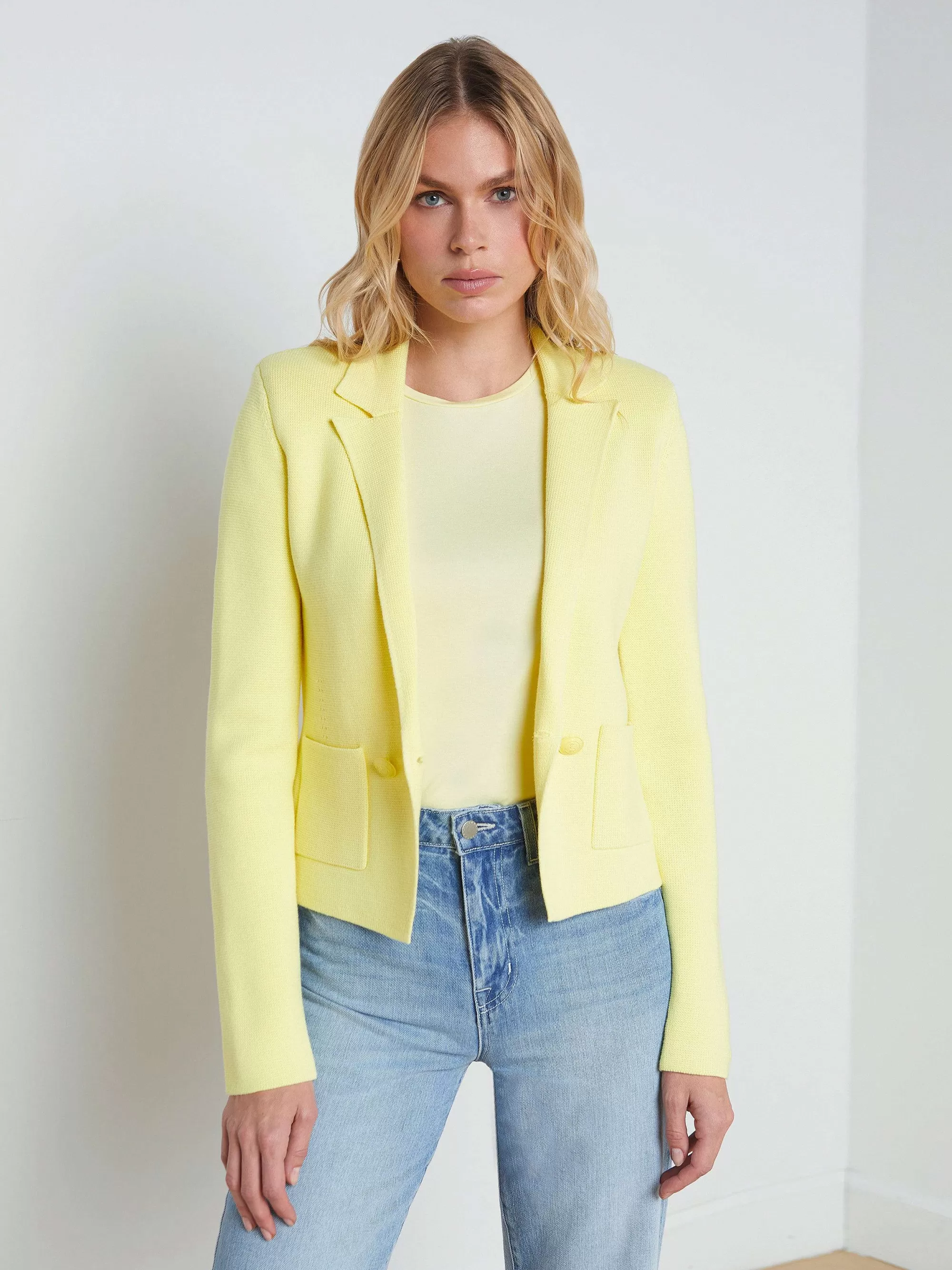 L'AGENCE Sofia Gebreide Blazer Gele Sorbet Cheap