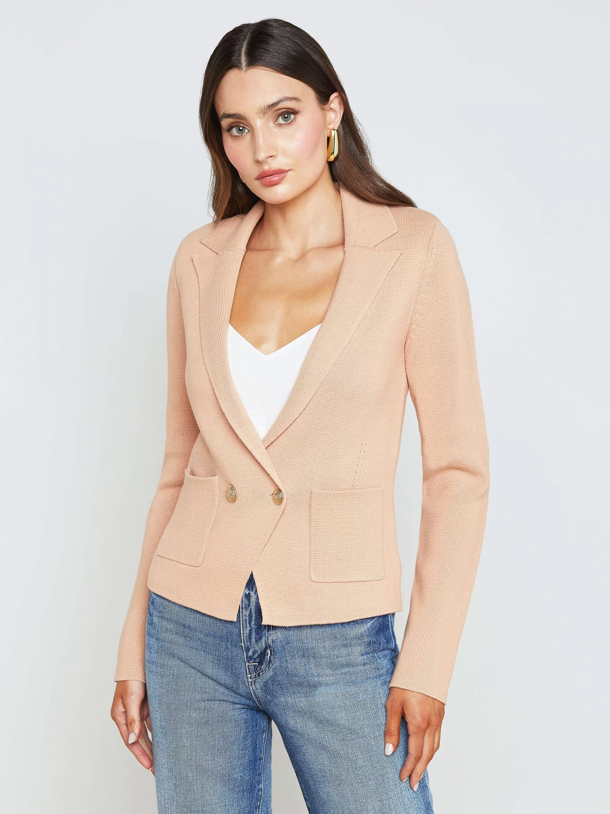 L'AGENCE Sofia Gebreide Blazer Stoffig Roze Sale