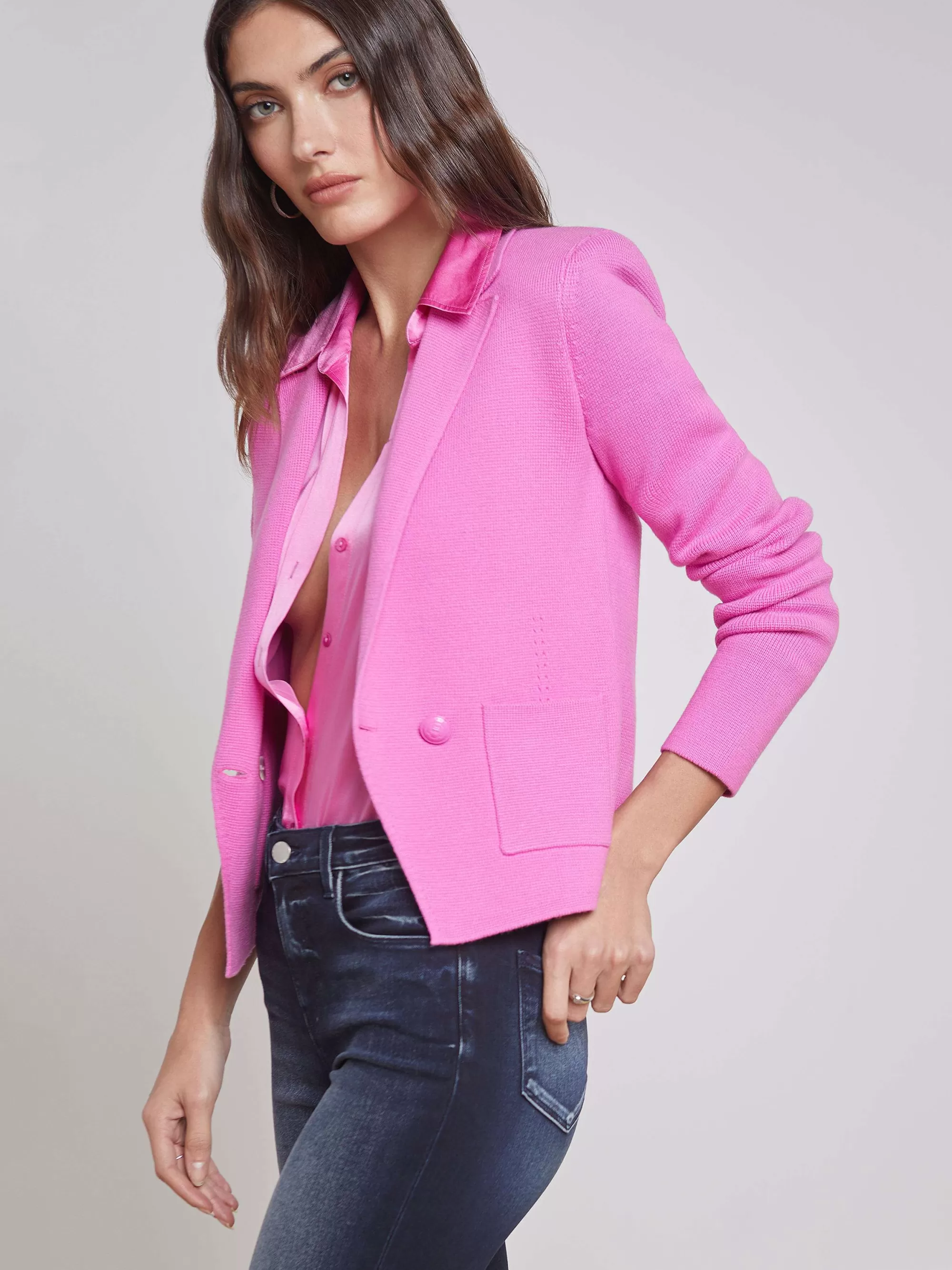 L'AGENCE Sofia Gebreide Blazer Felroze Outlet