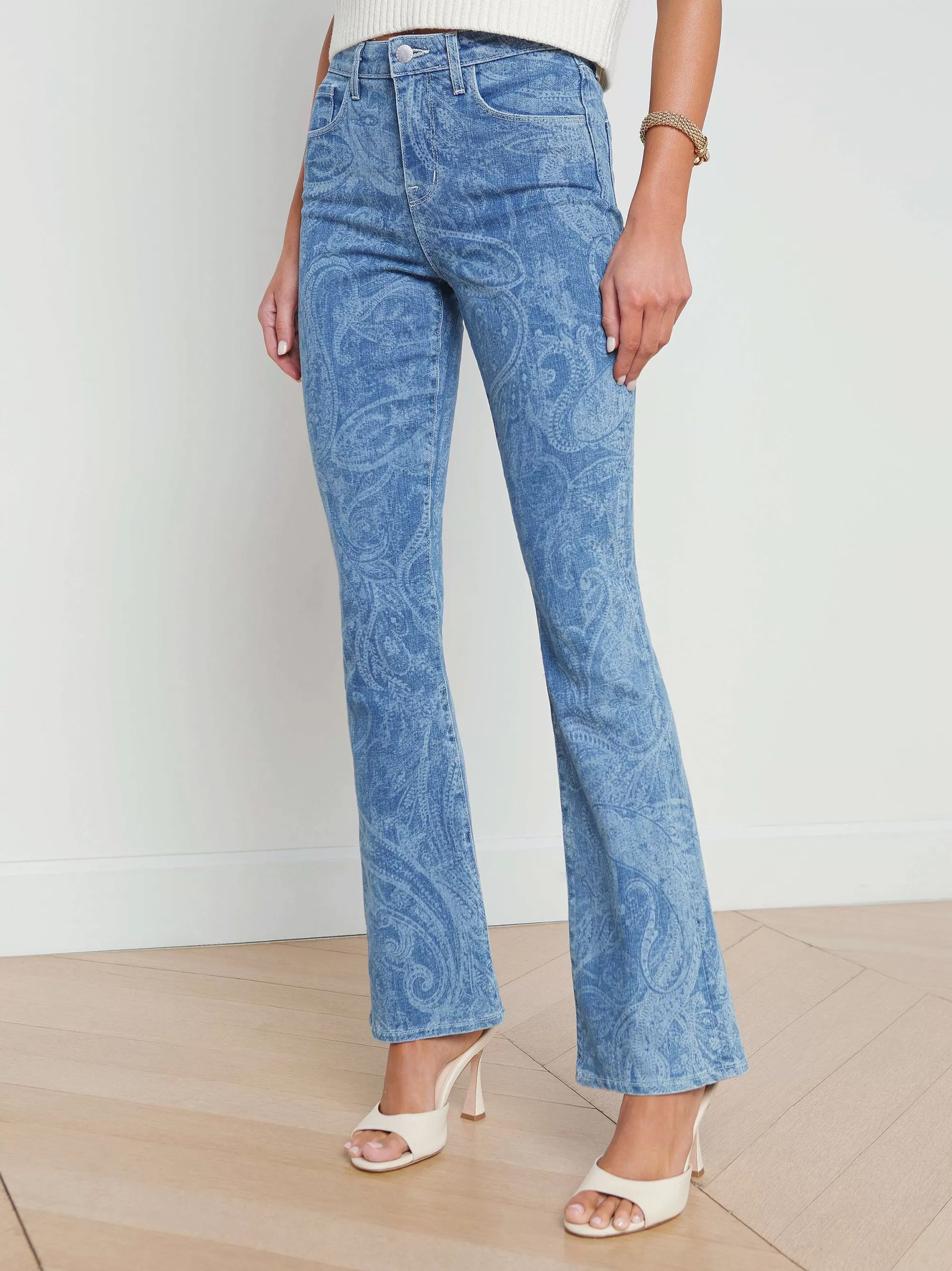 L'AGENCE Stassi Bedrukte Bootcut Jeans Paisley-Laser Discount