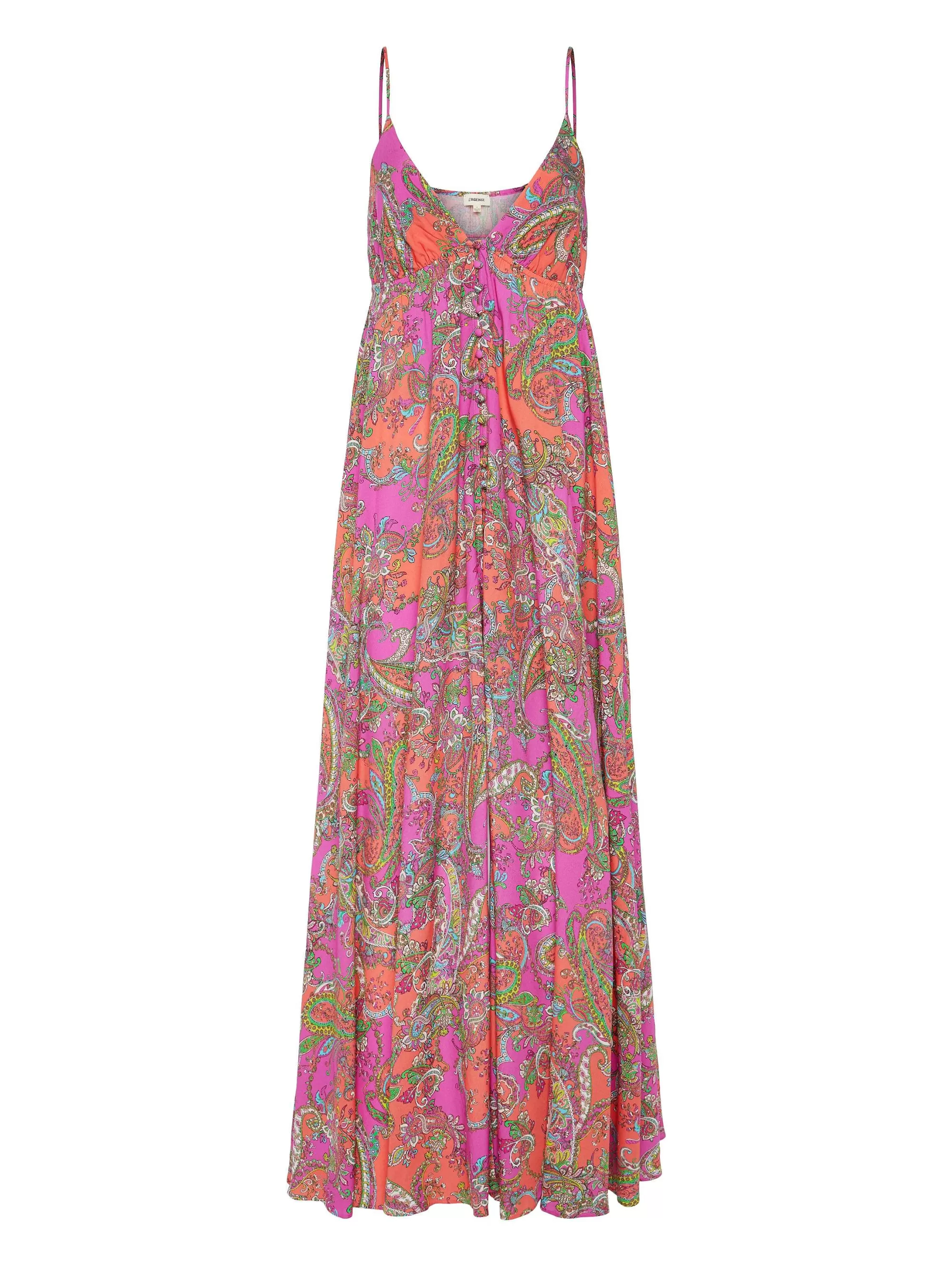 L'AGENCE Stefani Maxi-Jurk Rhodamine Multi Bright Pop Paisley Discount