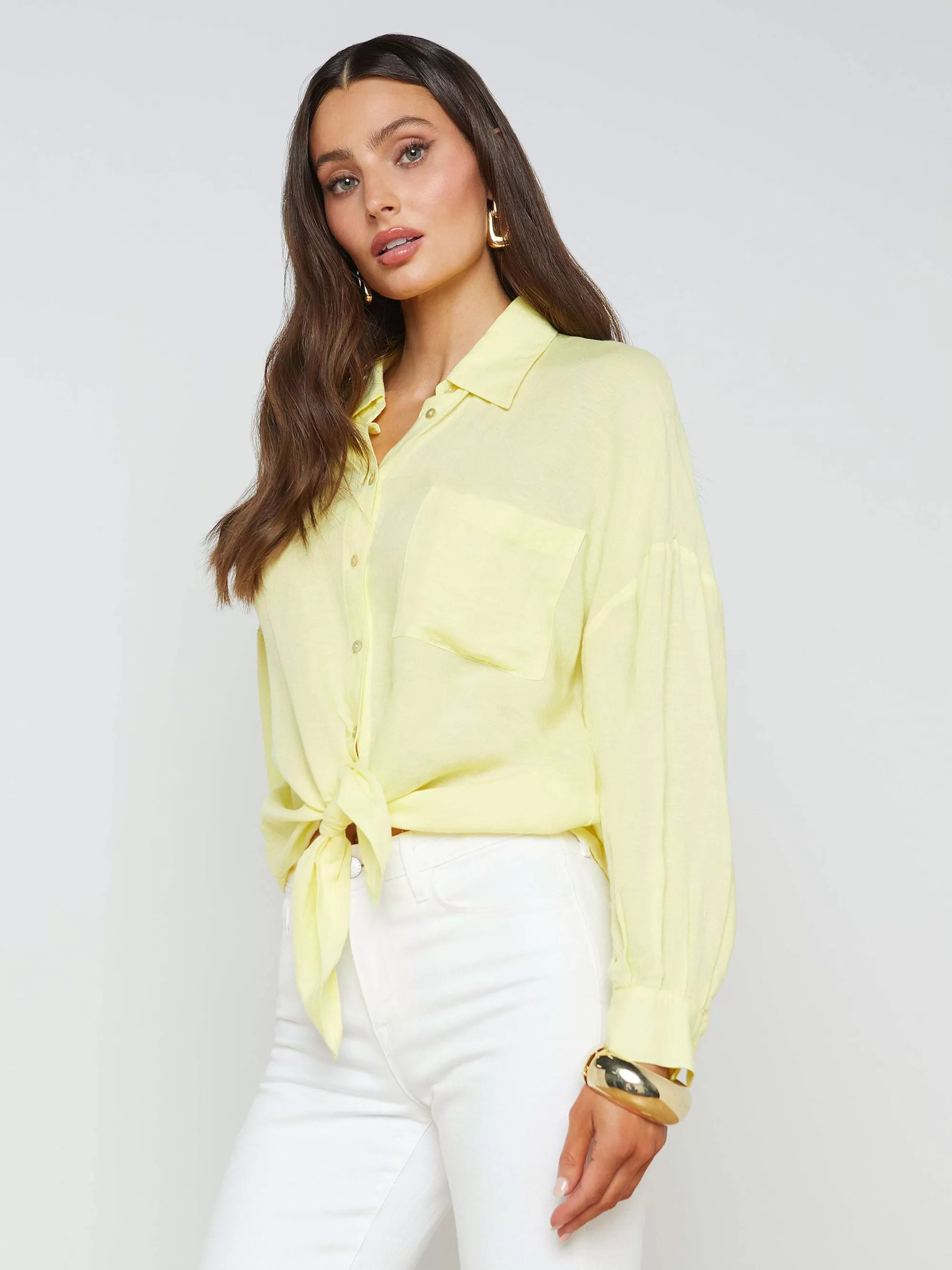 L'AGENCE Talitha Blouse Van Linnenmix Gele Sorbet Clearance