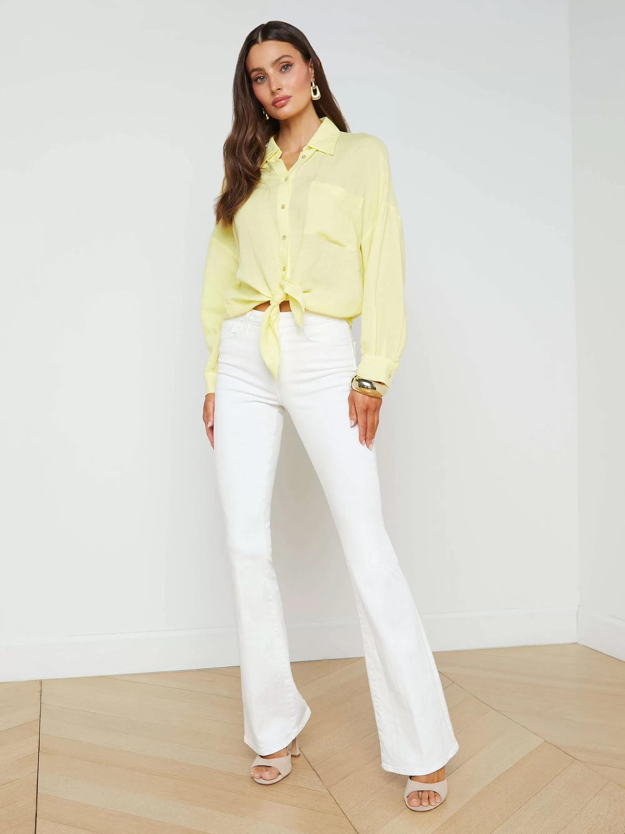 L'AGENCE Talitha Blouse Van Linnenmix Gele Sorbet Clearance