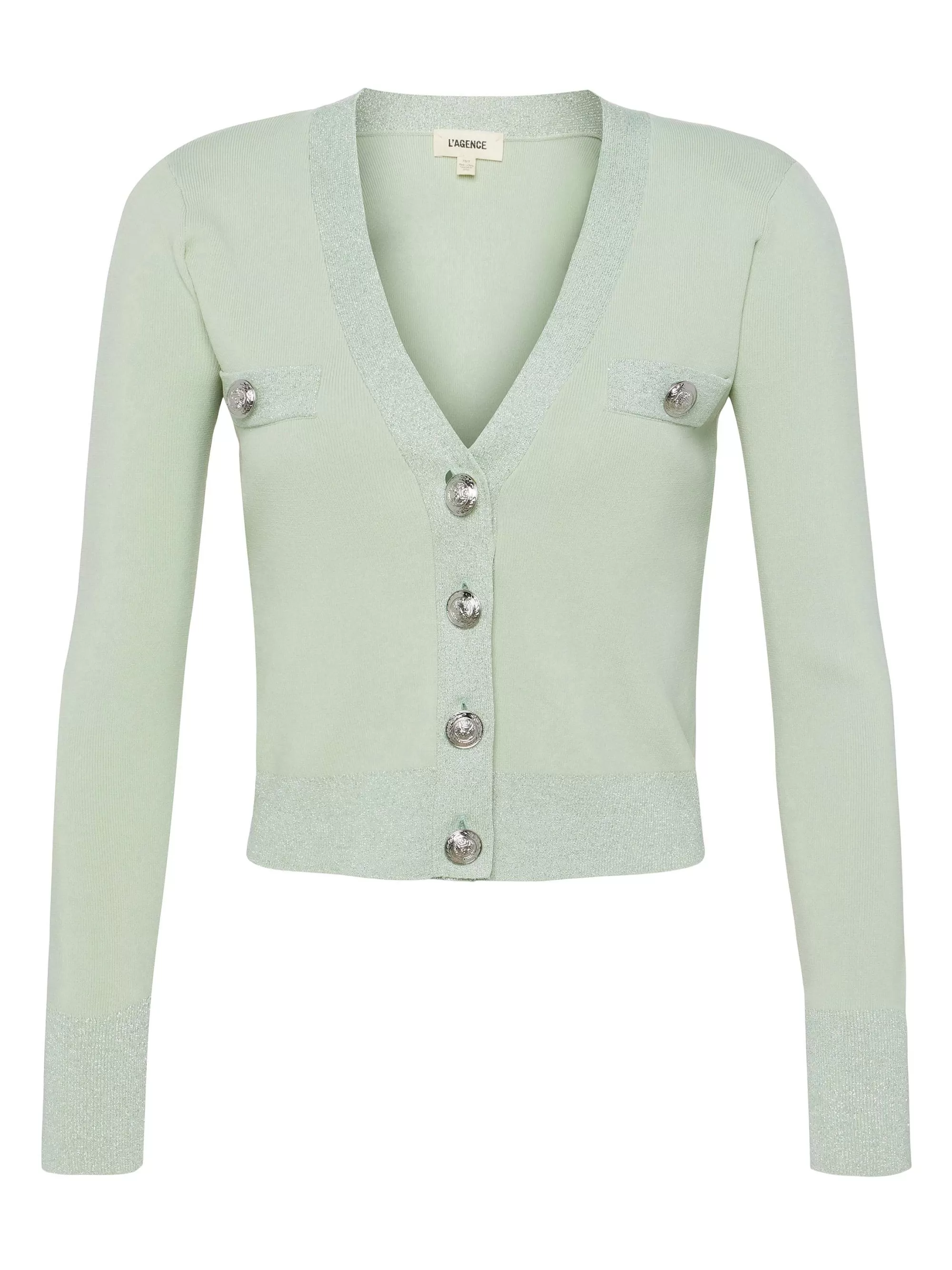 L'AGENCE Taya Vest Met V-Hals Lauriergroen/Lurex Flash Sale