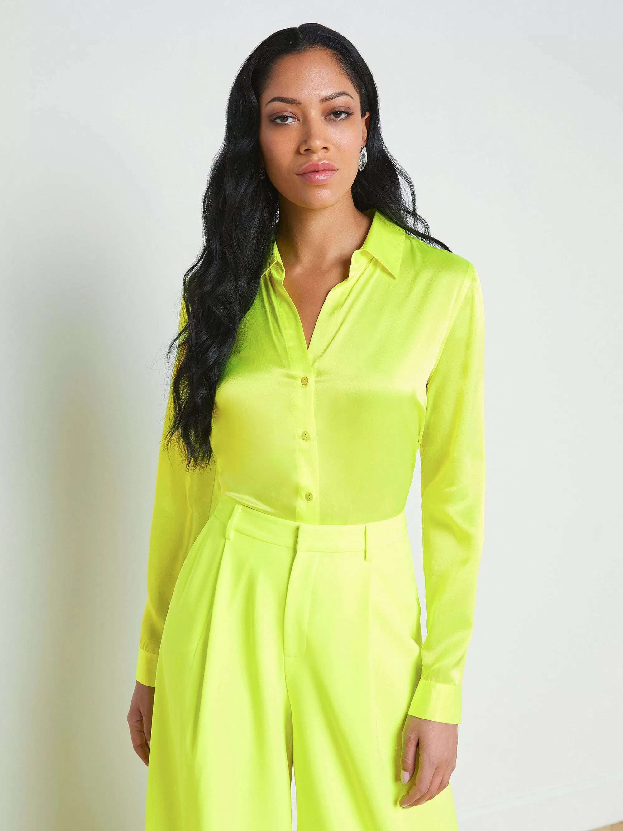 L'AGENCE Tyler Zijden Blouse Neon-Citrus Store