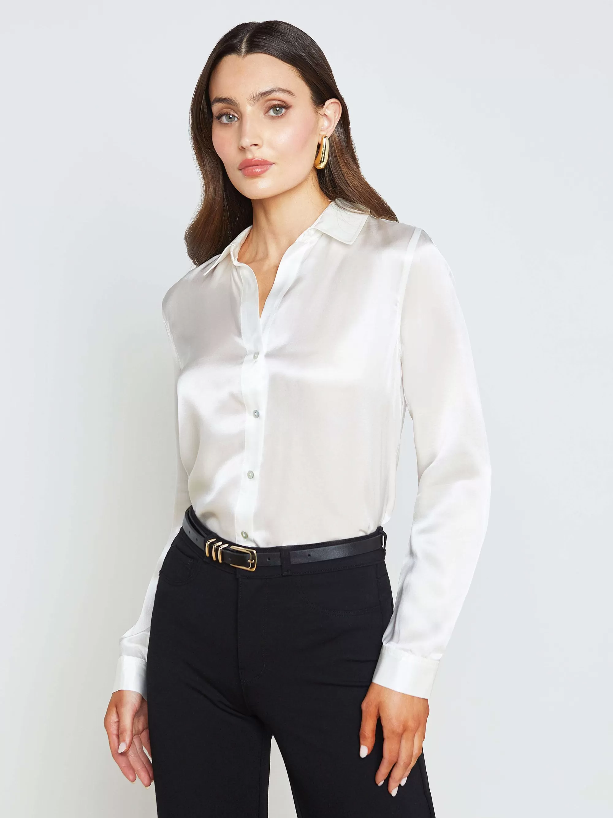 L'AGENCE Tyler Zijden Blouse Ivoor Fashion