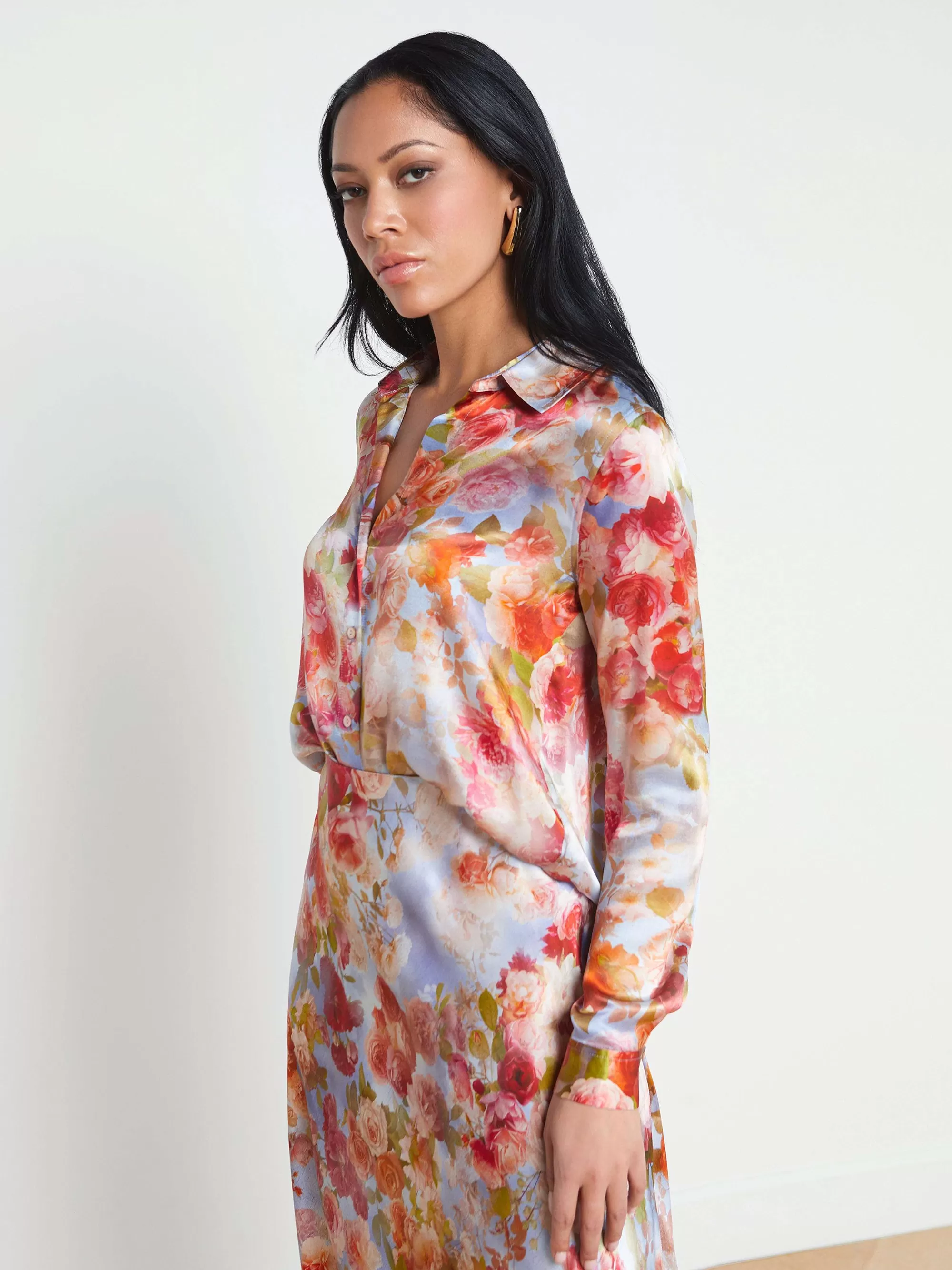 L'AGENCE Tyler Zijden Blouse Multi Zachte Wolk Bloemen Sale