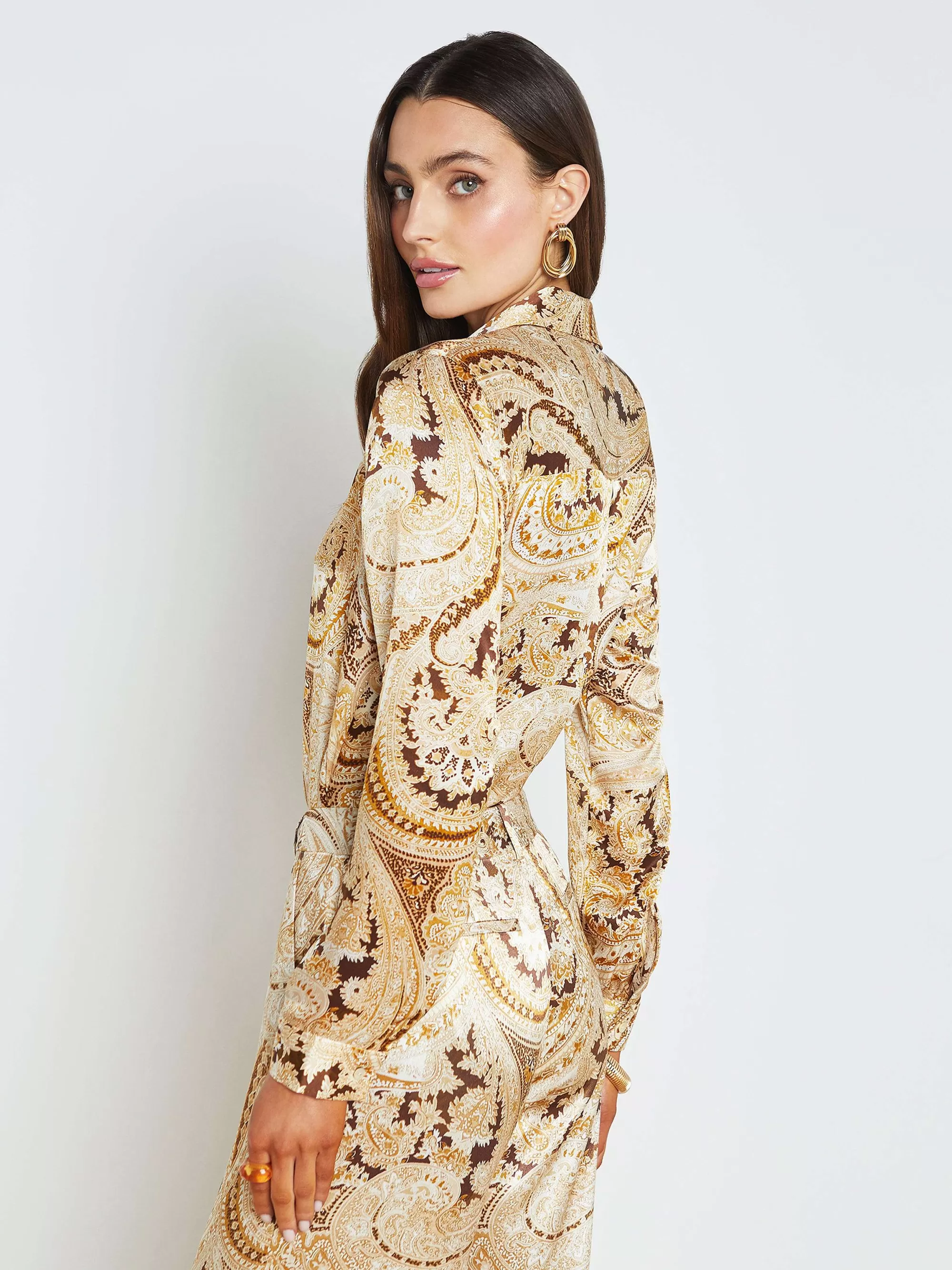 L'AGENCE Tyler Zijden Blouse Ivoorkleurige Multi Boute Paisley Clearance