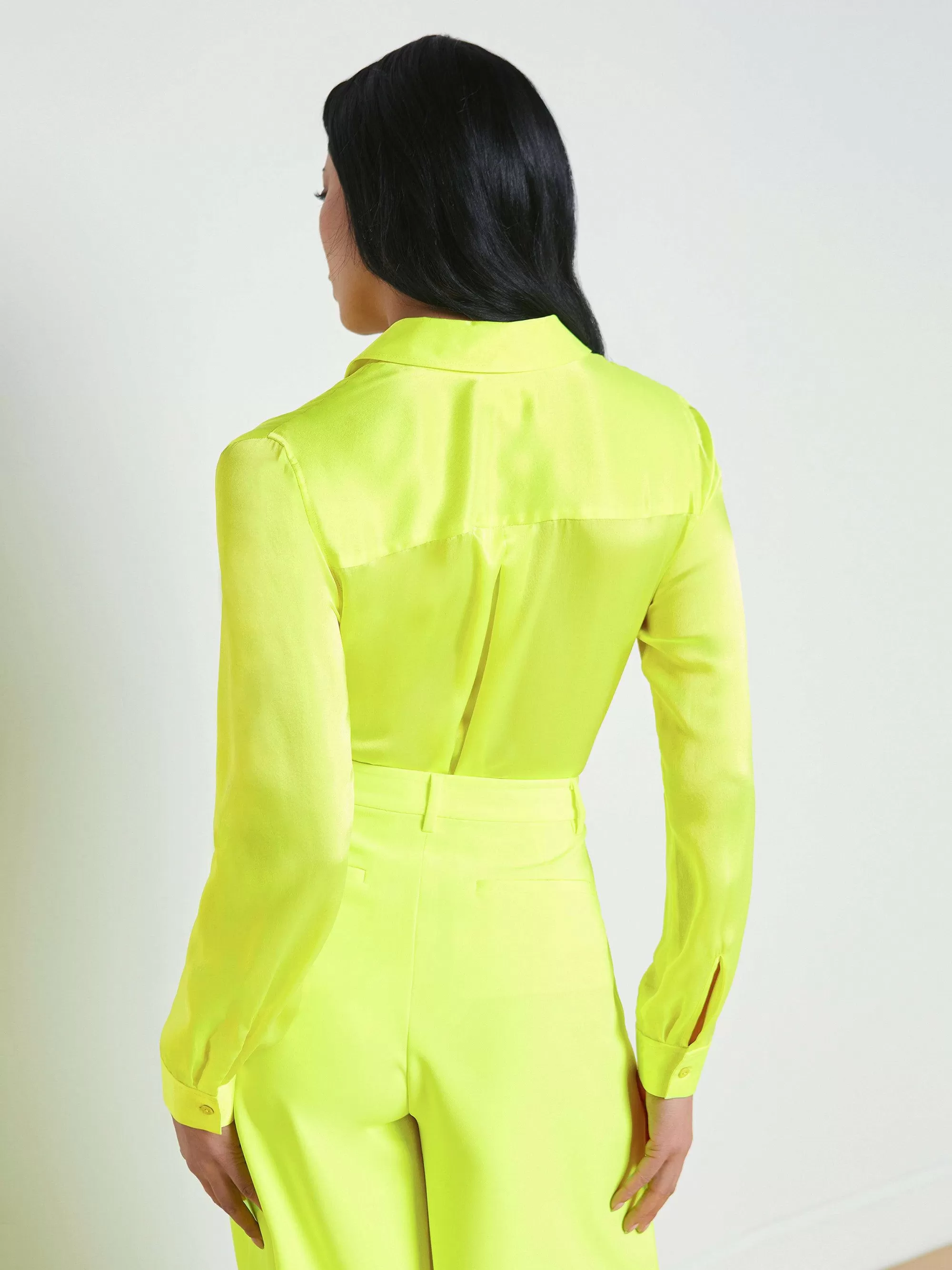 L'AGENCE Tyler Zijden Blouse Neon-Citrus Store