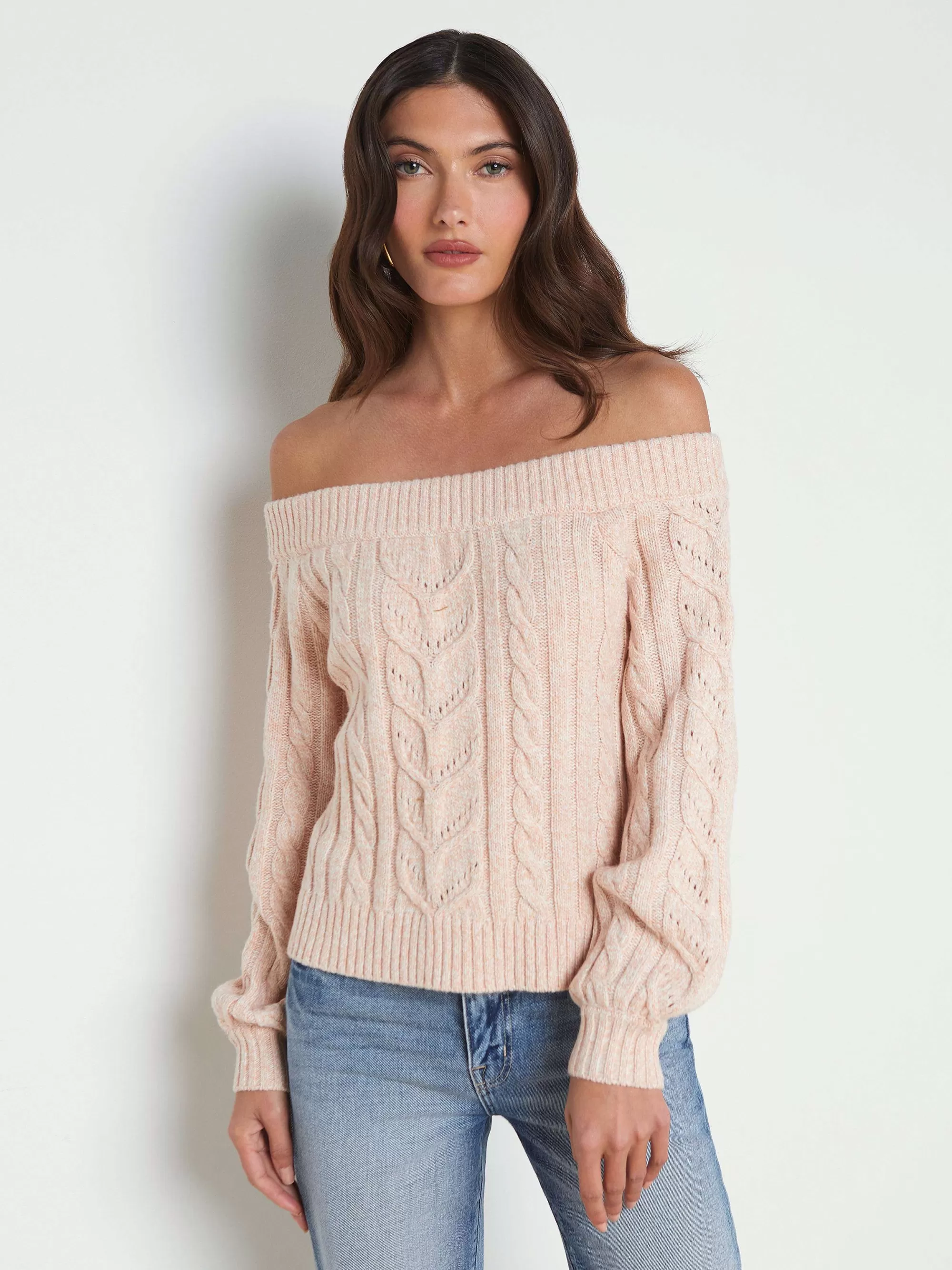 L'AGENCE Vesta Off-The-Shoulder Trui Bleek Naakt Online