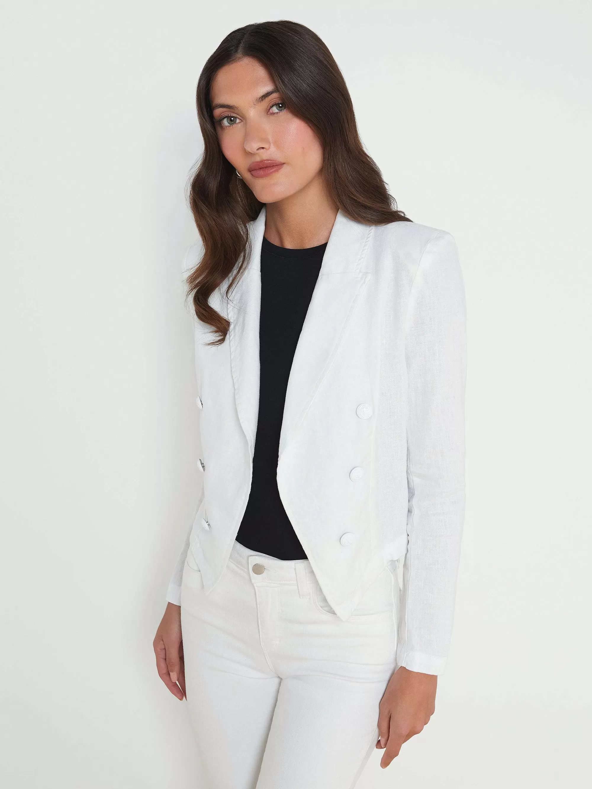 L'AGENCE Wayne Linnen Blazer Blanco Fashion