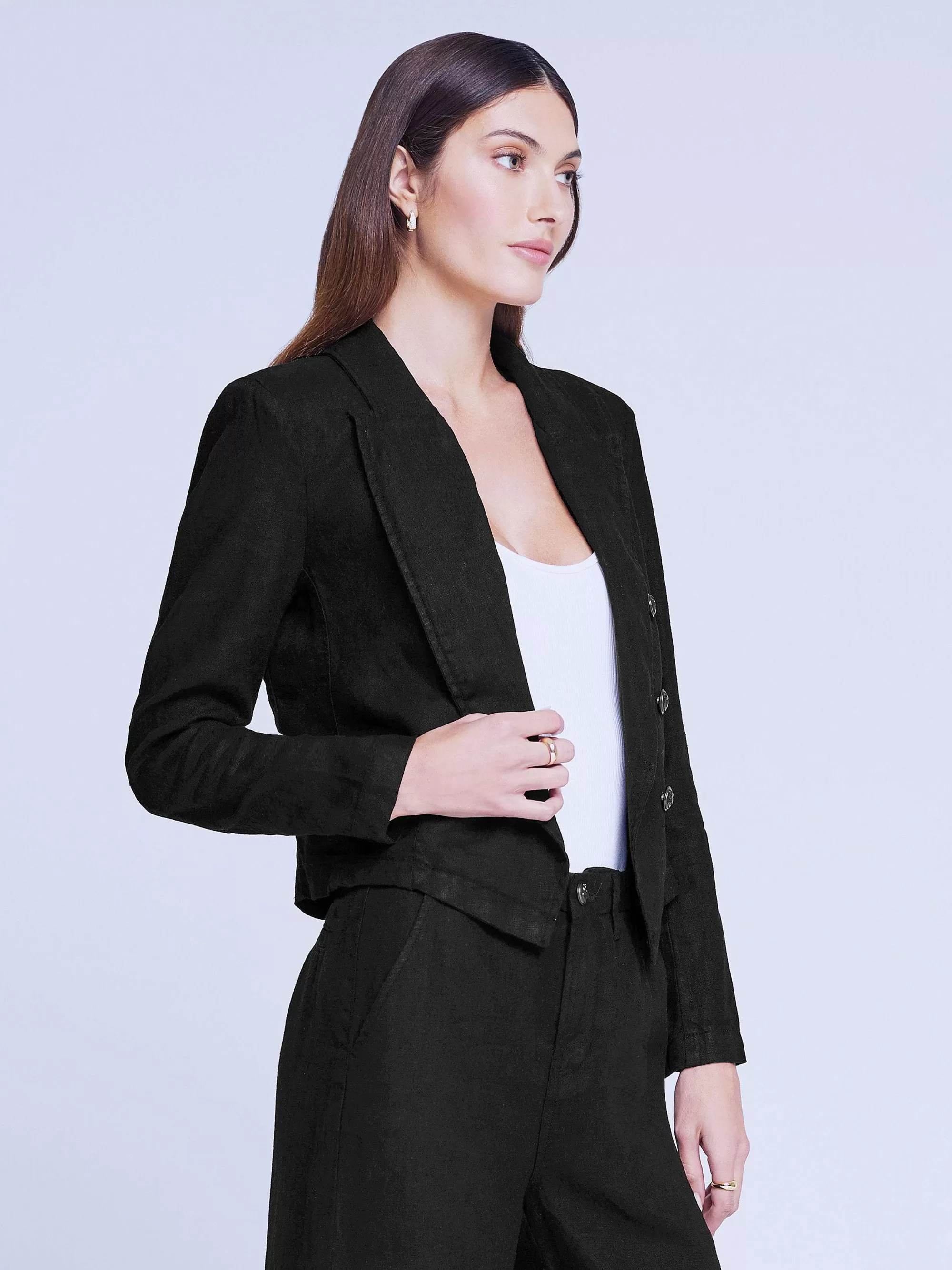 L'AGENCE Wayne Linnen Blazer Zwart Hot