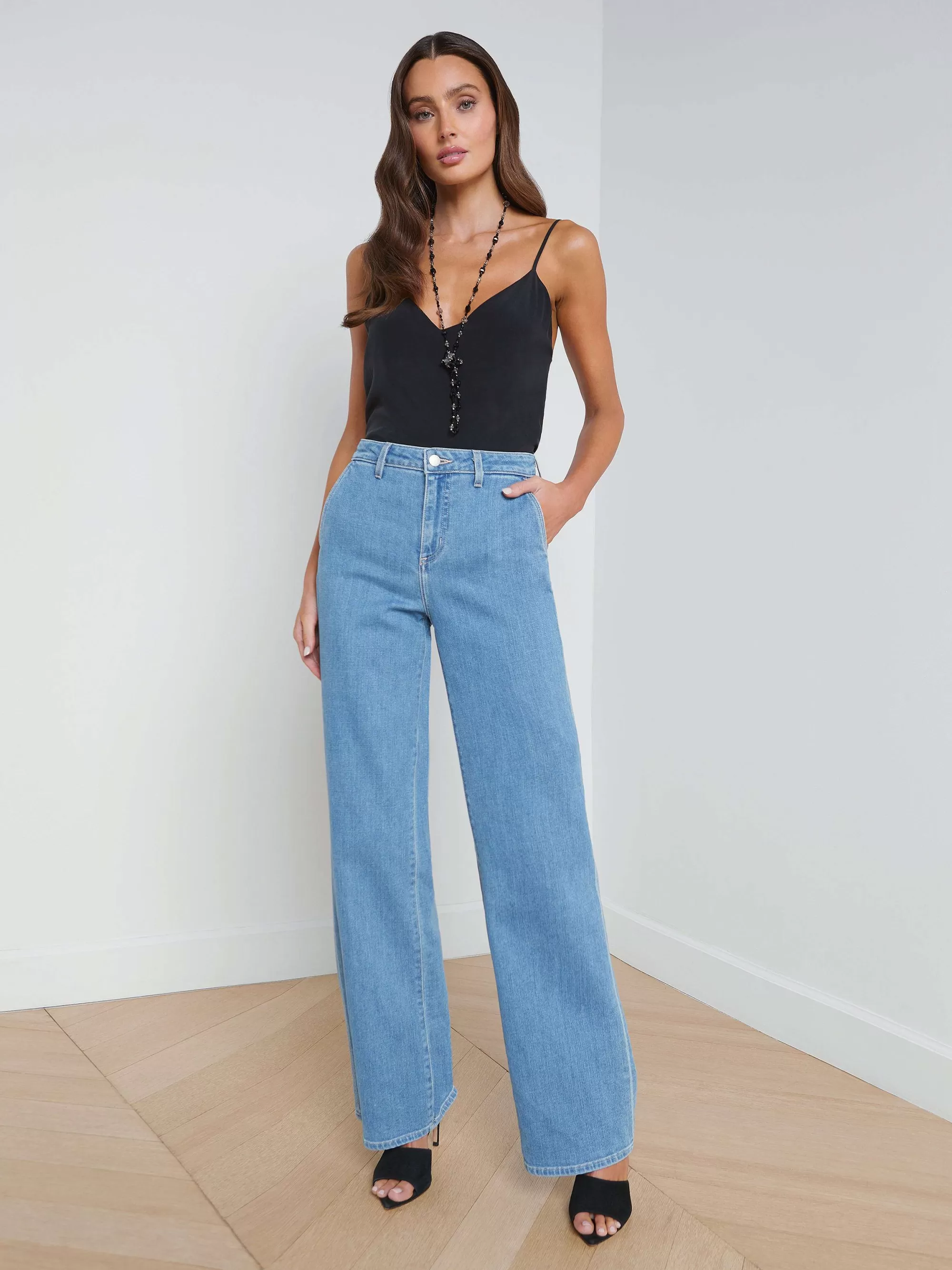 L'AGENCE Weston Jeans Met Wijde Pijpen Belize Flash Sale